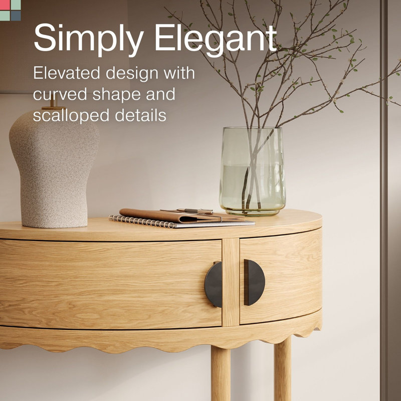 Latitude Run® Stead Scalloped Skirt Half Moon Table, Curved Console ...